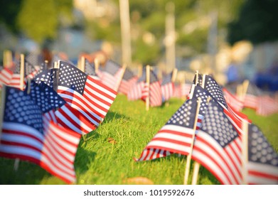 USA - America  Memorial Day Weekend Small American Flags Cemetery