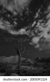 USA, Arizona, Buckeye. Comet Neowise Spews Trail Over White Tank Mountains And Desert.