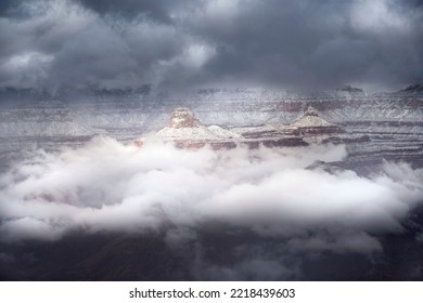 USA, Arizona, Grand Canyon National Park. Winter Snowstorm Over Canyon.