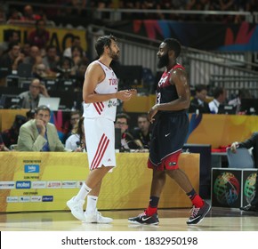 USA Basketball National Team, August 31, 2014 FIBA World Basketball Championship In Turkey - US Match Cenk Akyol, James Harden, Is Struggling.