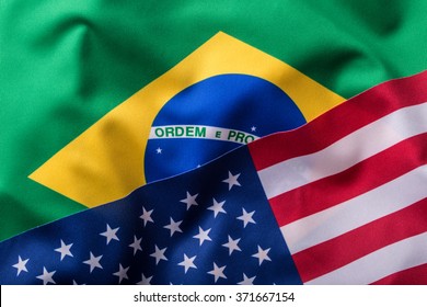 USA And Brazil. Usa Flag An Brazil Flag.