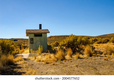 USA, California. Black Rock Desert, Massacre Cabin Outhouse