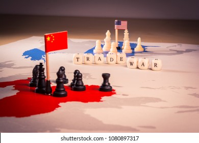 USA and China trade war concept. suitable also as South China Sea conflict 