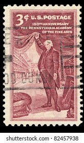 USA - CIRCA 1955 : A Stamp Printed In The USA Shows 150th Anniversary The Pennsylvania Academy Of The Fine Arts, Circa 1955