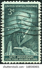 USA - CIRCA 1956: Postage Stamp Printed In USA, Dedicated To The 50th Anniversary Of The Pure Food And Drug Laws, Shows A Portrait Of Harvey Washington Wiley, Circa 1956