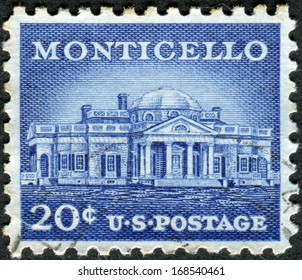 USA - CIRCA 1956: Postage Stamp Printed In USA, Shows Monticello - The Primary Plantation Of Thomas Jefferson, The Third President Of The United States, Circa 1956