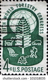 USA - CIRCA 1960: A Stamp Printed In USA Devoted To 5th World Forestry Congress, Circa 1960