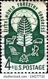 USA - CIRCA 1960: A Stamp Printed In United States Of America Dedicated Fifth World Forestry Congress, Circa 1960