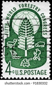 USA - CIRCA 1960: A Stamp Printed In USA Devoted To 5th World Forestry Congress, Circa 1960