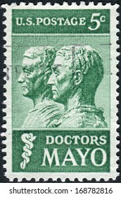 USA - CIRCA 1964: Postage Stamp Printed In USA, Shows Drs. William And Charles Mayo, A Sculpture By James Earle Fraser, Circa 1964