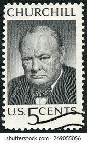 USA - CIRCA 1965: A Stamp Printed In United States Of America Shows Sir Winston Spencer Churchill (1874-1965), British Statesman And WWII Leader, Circa 1965