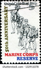 USA - CIRCA 1966: A Stamp Printed In United States Of America Shows Combat Marine, 1966; Frogman; WW II Flier; WW I 