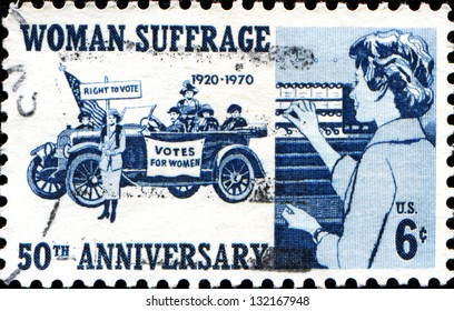 USA - CIRCA 1970: A Stamp Printed In United States Of America Commemorating The 50th Anniversary Of Women's Suffrage, Circa 1970