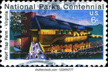 USA - CIRCA 1972: A Stamp Printed In United States Of America Shows Wolf Trap Farm, Virginia, National Park Centennial, Circa 1972