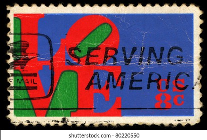 USA - CIRCA 1972: A Stamp Printed In USA Shows Love By Robert Indiana, Circa 1972