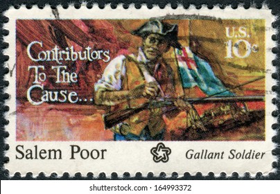 USA - CIRCA 1975: A Postage Stamp Printed In The USA, Dedicated To The American Bicentennial Contributors To The Cause, Shows Salem Poor, Circa 1975