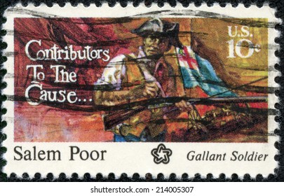 USA - CIRCA 1975: A Postage Stamp Printed In The USA, Dedicated To The American Bicentennial Contributors To The Cause, Shows Salem Poor, Circa 1975