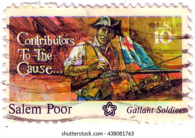 USA - CIRCA 1975: A Postage Stamp Printed In The USA, Dedicated To The American Bicentennial Contributors To The Cause, Shows Salem Poor, Circa 1975