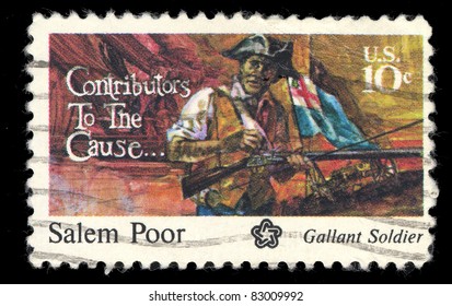 USA - CIRCA 1975 : A Stamp Printed In The USA Shows Salem Poor, Circa 1975