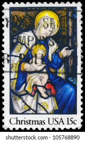 USA - CIRCA 1980: A Stamp Printed In USA Shows The Madonna And Child, Christmas Issue, Circa 1980