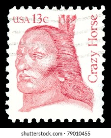 USA - CIRCA 1982- Shows Crazy Horse (1840-1877)  An Oglala Lakota Sioux Leader, Part Of The Great Americans Issue, Circa 1982.