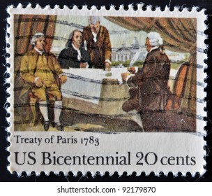 USA - CIRCA 1983 : A Stamp Printed In The USA Shows Treaty Of Paris 1783, Circa 1983