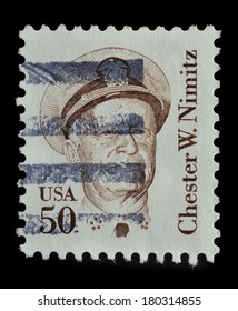 USA - CIRCA 1985 : Postage Stamp Printed In USA Showing An Image Of Chester W. Nimitz, Circa 1985.