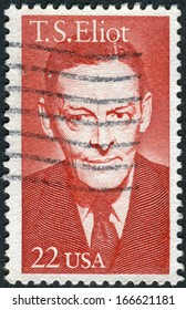 USA - CIRCA 1986: Postage Stamp Printed In The USA, Shows A Portrait Of An American Poet T. S. Eliot, Circa 1986