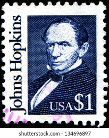 USA - CIRCA 1989: A  Stamp Printed In United States Of America Shows Johns Hopkins Was A Wealthy American Entrepreneur, Philanthropist And Abolitionist Of 19th-century Baltimore, Maryland, Circa 1989