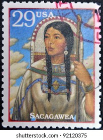 USA - CIRCA 1994 : Stamp Printed In USA Show Sacagawea, Shoshone Woman Who Accompanied Lewis And William Clark In Their Exploration Of Western USA, Circa 1994