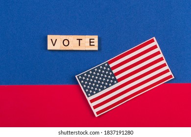 USA Election Day - November 3, 2020. Voting Concept. Sign On A Red And Blue Background.