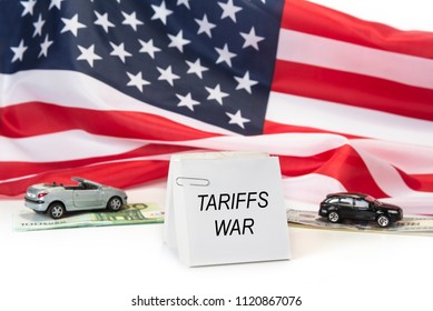 USA EU and China tariffs war. Import fees and trade dispute