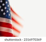 USA flag in bright sunlight with copy space for text. US American flag for 4th of July, Memorial Day, Veteran