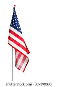 USA Flag On White Background With Clipping Path