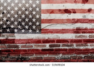 Usa Flag Overlay On Old Brick Stock Photo (Edit Now) 519698104