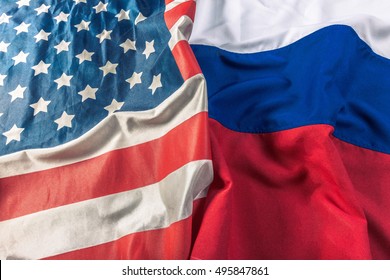 Usa Flag And Russia Flag