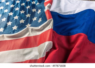 Usa Flag And Russia Flag