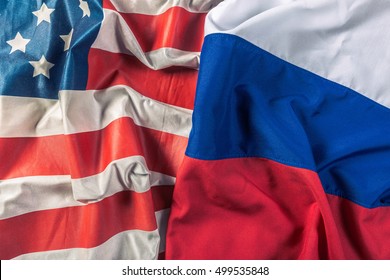 Usa Flag And Russia Flag