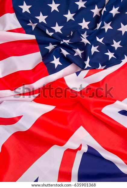 USA flag and UK Flag\
background.