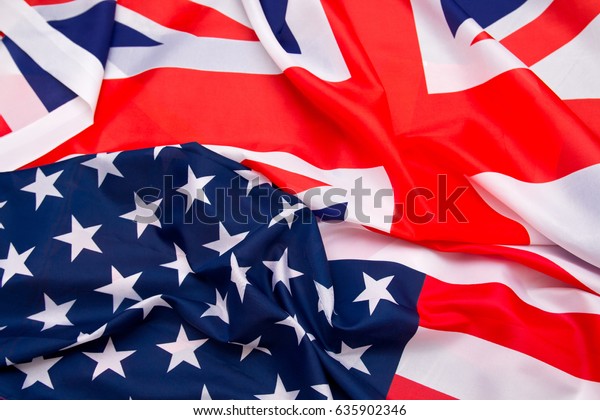 USA flag and UK Flag\
background.
