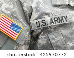 USA flag U.S. ARMY patch on military uniform - studio shot