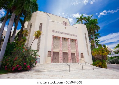 USA. FLORIDA. MIAMI. JULY, 2017: Synagogue Temple Emanu-El. 