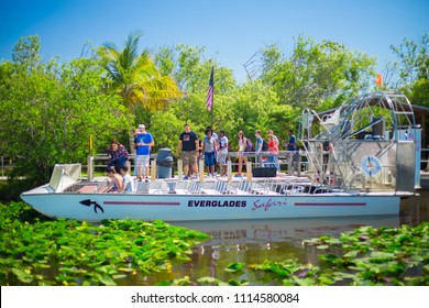 USA. FLORIDA. MIAMI. JUNE 2018: Everglades Airboat Tour. 