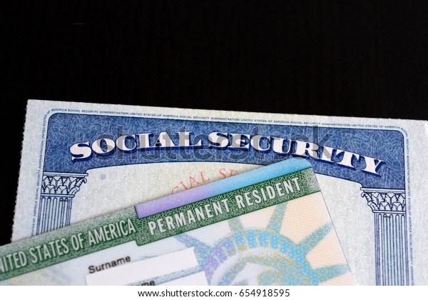 Usa Green Card Social Security Number Stock Photo Edit Now 654918595