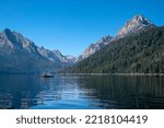 USA, Idaho, Redfish Lake. Sawtooth Mountains. Kayak. (MR)