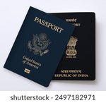 Usa and India Passport cover, Translation "Republic of India, Passport"