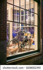 USA, Massachusetts, Nantucket Island. Nantucket Town, Store Window With Bicycle.