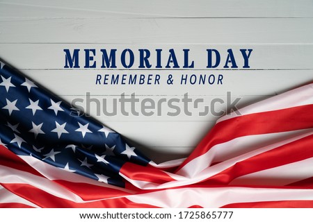 USA Memorial day and Independence day concept, United States of America flag on wooden background