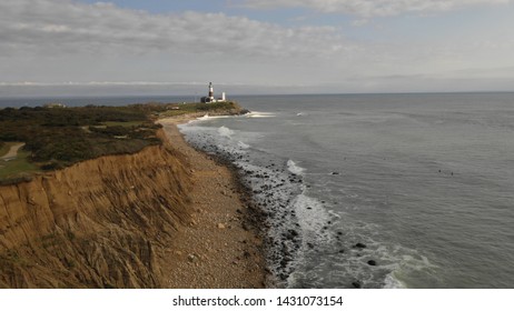 USA Montauk Beach Light House Areal View