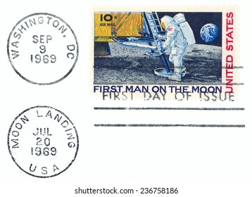 first man on the moon stamp first day of issue